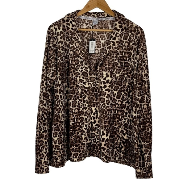 BADGLEY MISCHKA STUDIO CHEETAH LEOPARD SOFT FUZZY MATCHING PAJAMA PJ SET - Picture 4 of 14